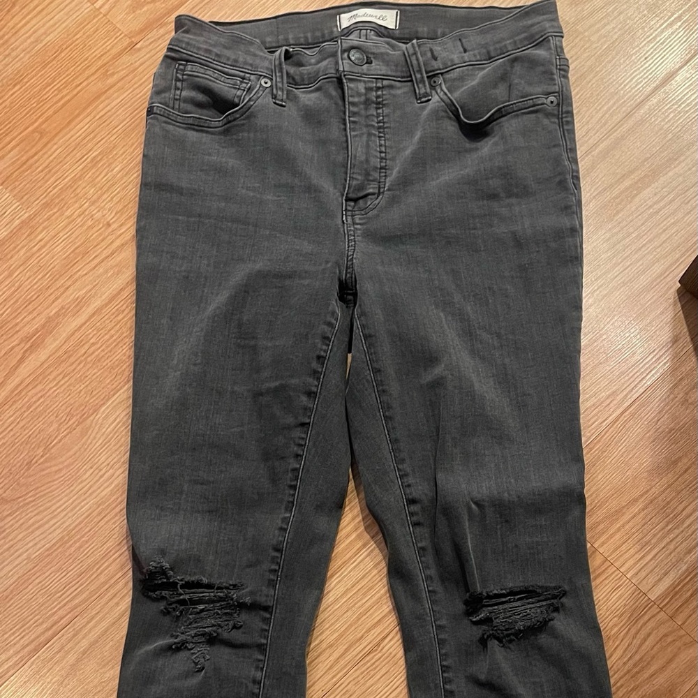Madewell Charcoal Distressed Skinny Jeans